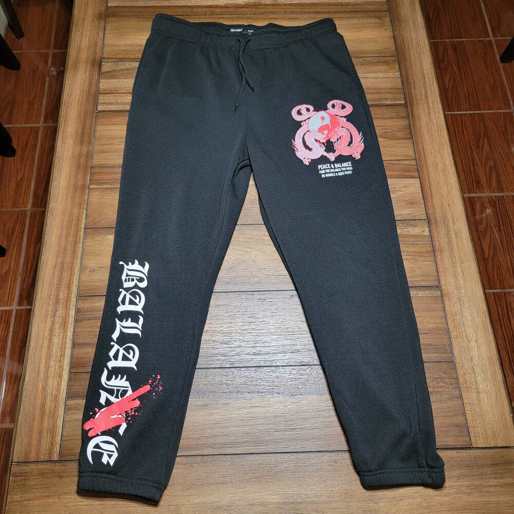 Brooklyn Clothing Black Unisex Sweatpants "Peace & Balance" - Size Large